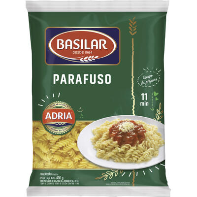 Macarrão de Sêmola Parafuso Basilar Pacote 400g