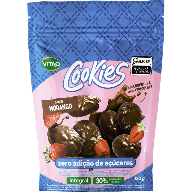 Cookie Vitao 120g - Zero - Morango com Chocolate
