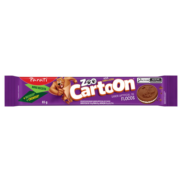 Biscoito Recheado Cartoon 85g - Flocos