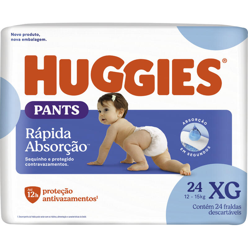 Fralda Roupinha Huggies Rápida Absorção XG 24 un