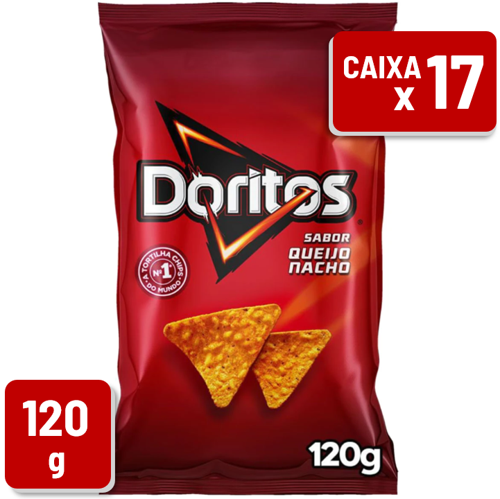 Salgadinho Elma Chips Doritos Queijo Nacho Pacote 120g Caixa c/ 17 Un
