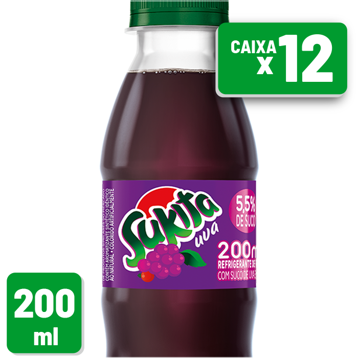 Refrigerante Sukita Uva Pet 200ml Caixa c/ 12 un