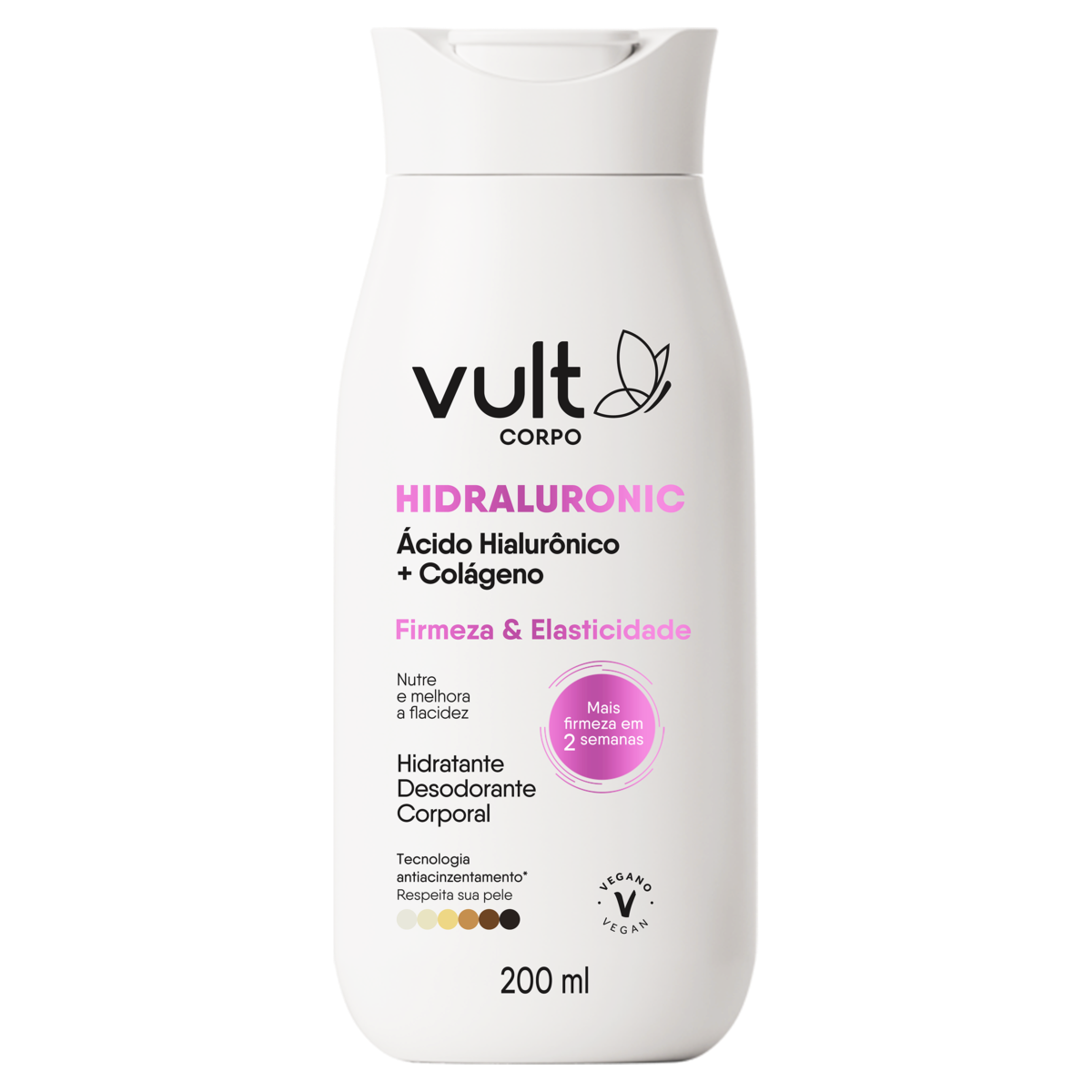 Desodorante Hidratante Corporal Firmeza e Elasticidade Vult Corpo Hidraluronic Frasco 200ml