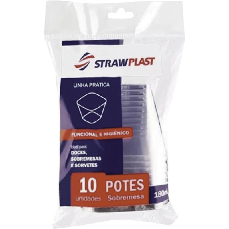Pote Strawplast Cristal - 180ml 10 un