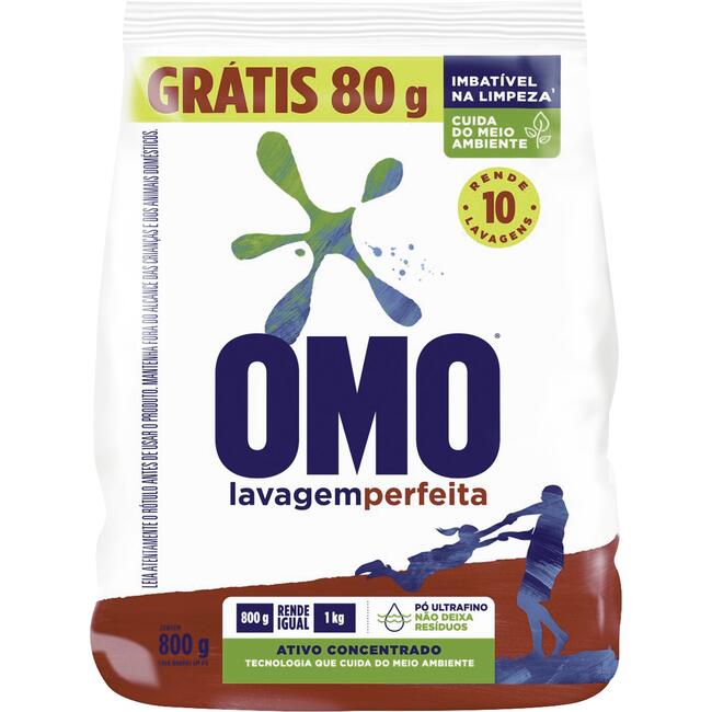 Lava Roupas em Pó Omo Lavagem perfeita 800g