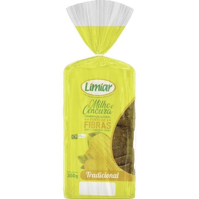Pão de Forma Limiar Milho e Cenoura 350g
