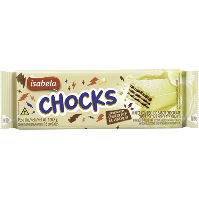 Biscoito Wafer Isabela Chocks Chocolate Branco 100,8g