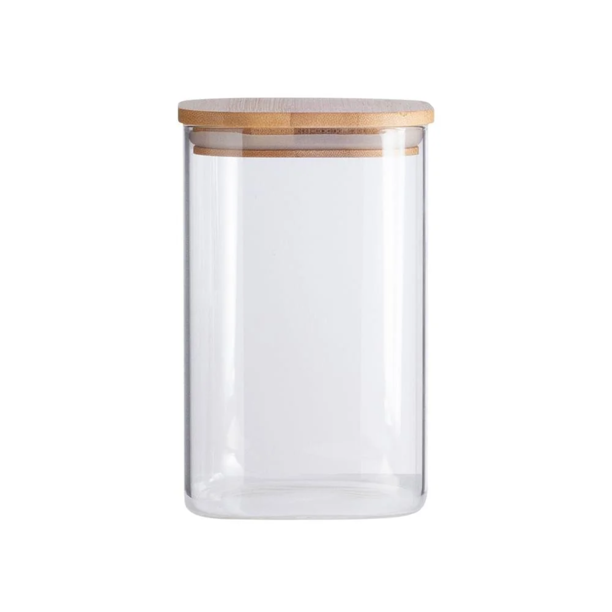 Pote de Mantimentos Quadrado Flat 1100ml Tampa Bambu OIKOS COZ01785NAT