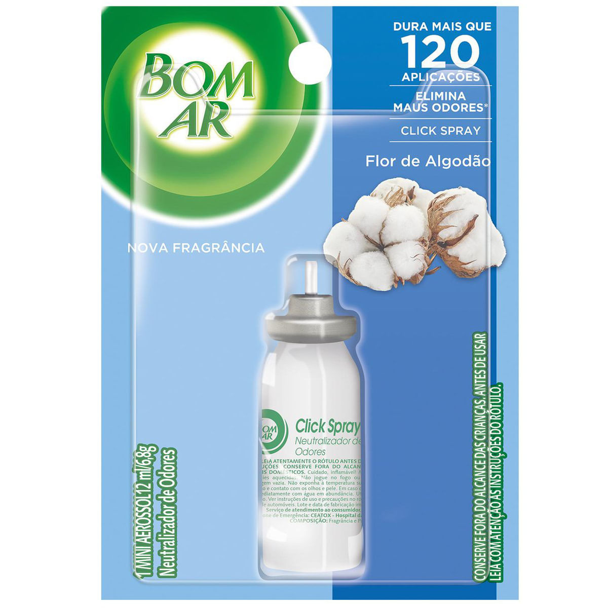 Aromatizador BOM AR Click Spray Refil Flor de Algodão 12ml