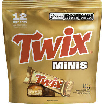 Chocolate Minis TWIX Biscoito e Caramelo 180g