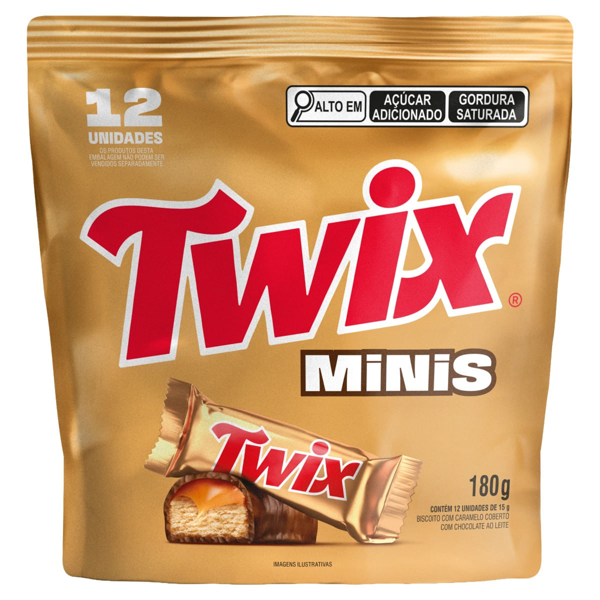 Chocolate Minis TWIX Biscoito e Caramelo 180g