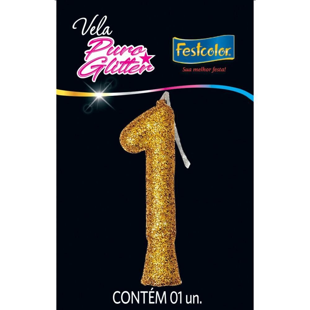 Vela FESTCOLOR Puro Glitter n°1 Dourada