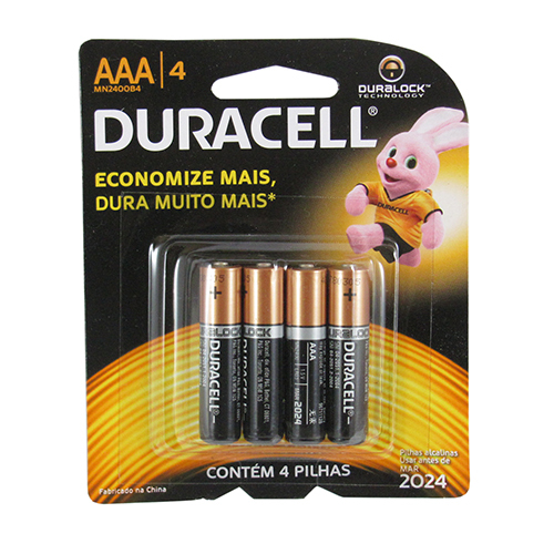 Pilha Duracell Alcalina AAA Palito com 4un