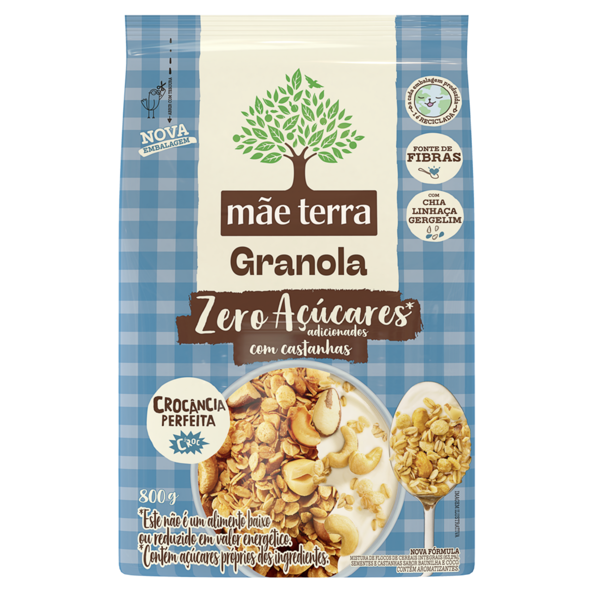 Granola MÃE TERRA com Castanhas Zero Adição de Açúcares 800g
