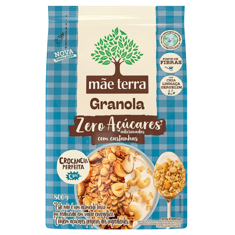 Granola MÃE TERRA com Castanhas Zero Adição de Açúcares 800g