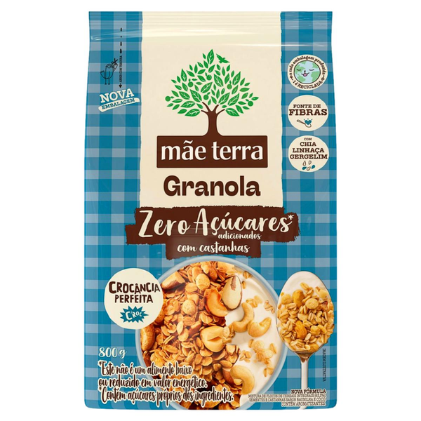 Granola MÃE TERRA com Castanhas Zero Adição de Açúcares 800g