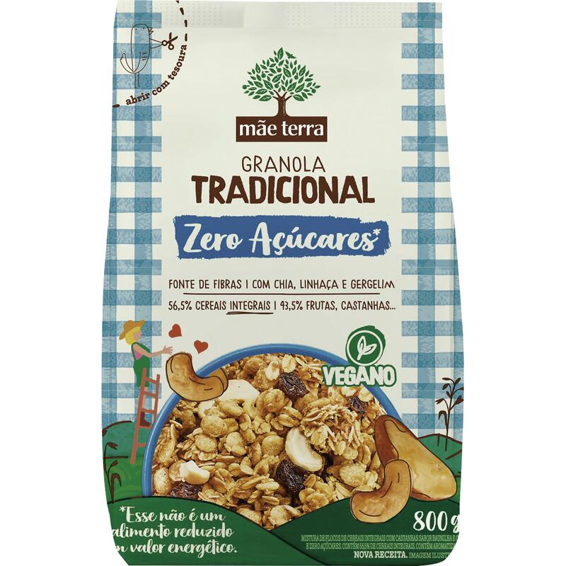 Granola MÃE TERRA com Castanhas Zero Adição de Açúcares 800g