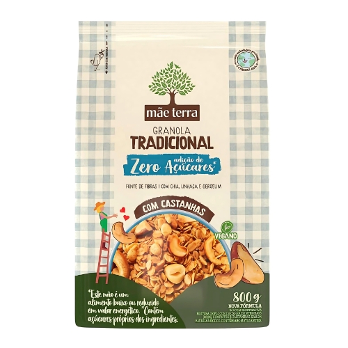 Granola MÃE TERRA com Castanhas Zero Adição de Açúcares 800g