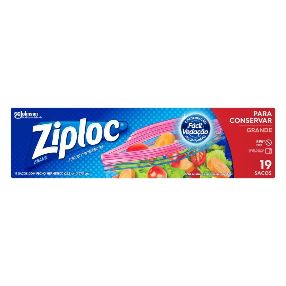 Saco Hermético ZIPLOC com 19 Unidades Grande