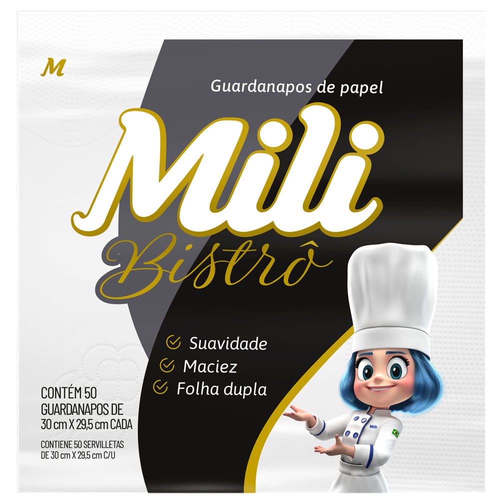 Guardanapo de Papel Mili Bistrô 30x30cm Folha Dupla 1un