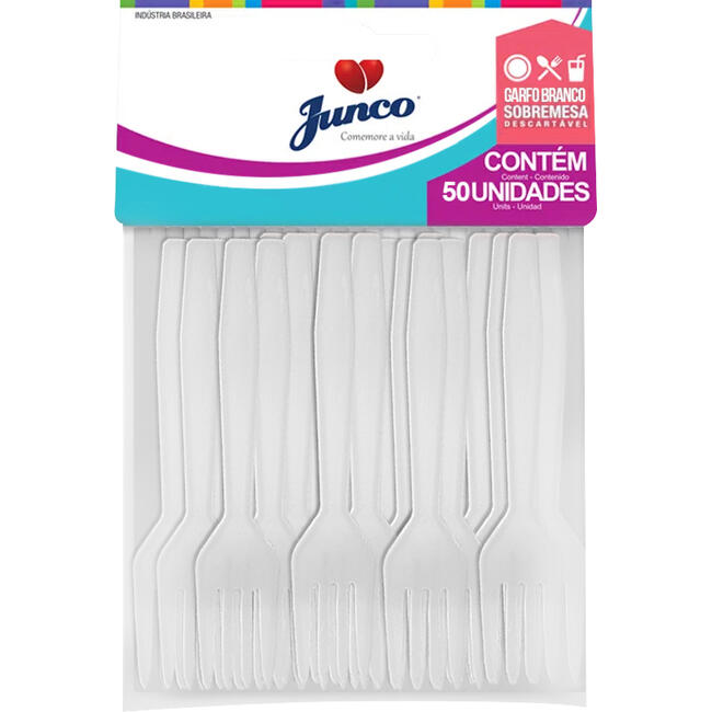 Garfo Descartável Sobremesa Junco Branco 50 un