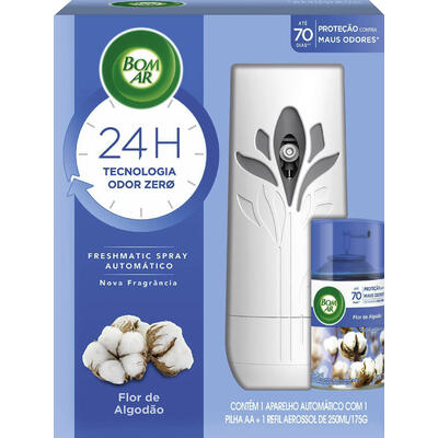 Aromatizador de Ambiente BOM AR Automático Aerossol Freshmatic Flor de Algodão Aparelho + Refil 250ml