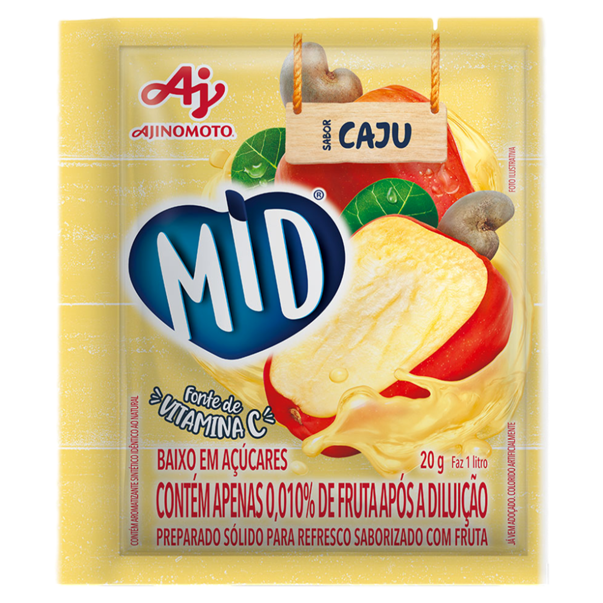 Refresco em Pó Caju Mid Pacote 20g