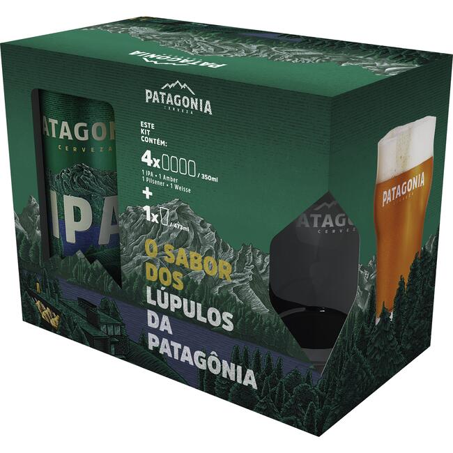 Kit Cerveja Patagonia 4 Latas + 1 Copo 1Kit