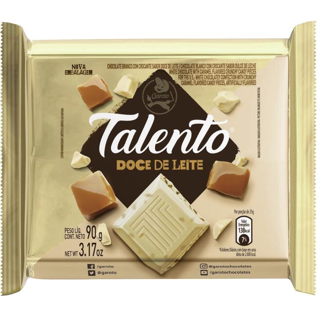 Chocolate Branco Garoto Talento Doce de Leite 90g