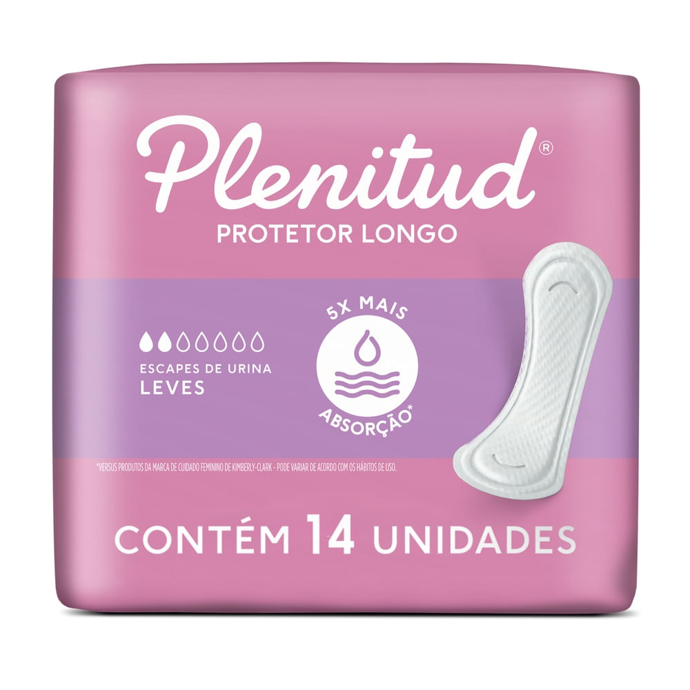 Protetor Diário sem Abas para Escapes de Urina Plenitud Femme Médio Pacote 14 Unidades