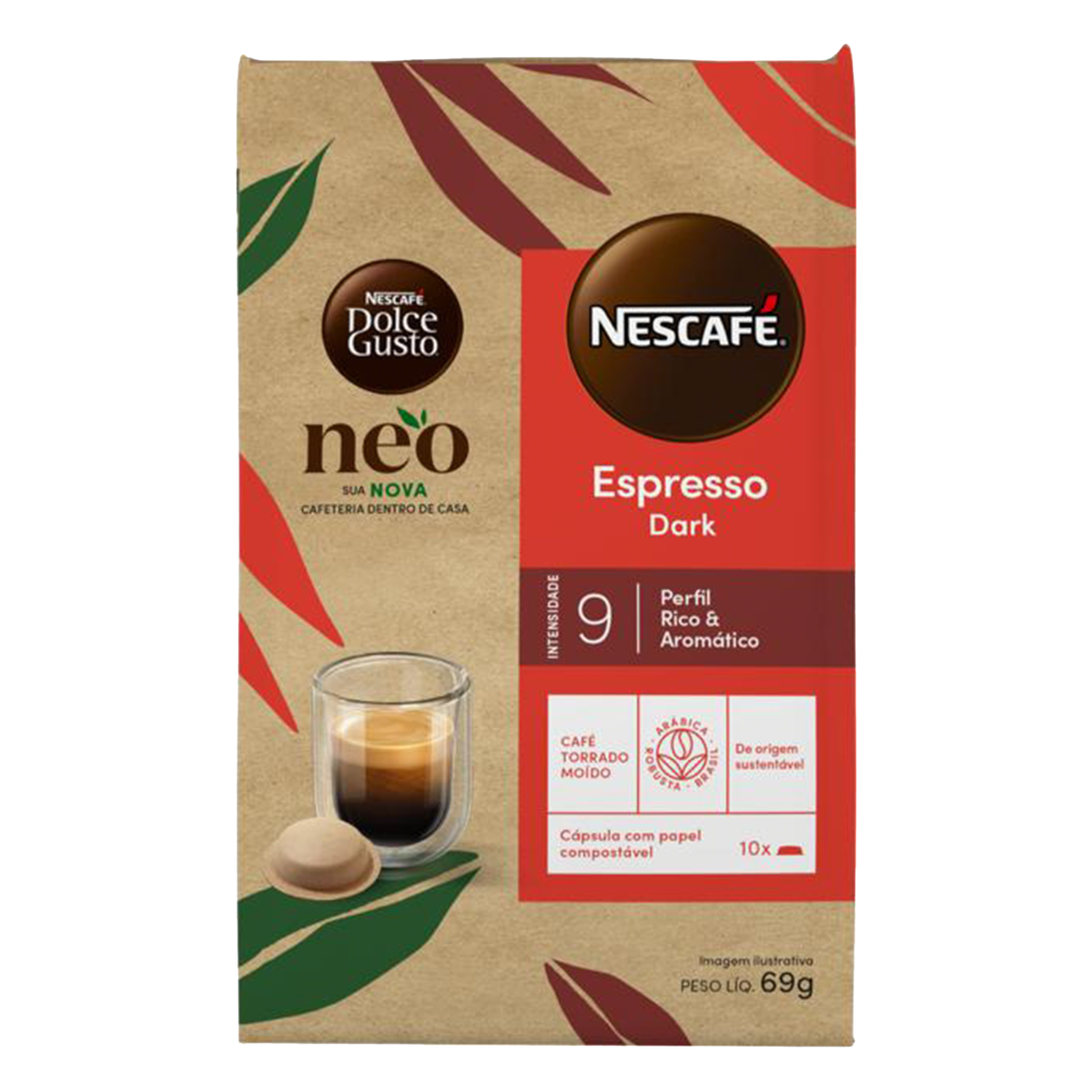 Café em Cápsula Torrado e Moído Espresso Dark Nescafé Dolce Gusto Pacote 69g 10 Unidades