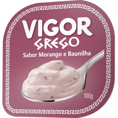 Iogurte Vigor Grego Morango e Baunilha un 100g