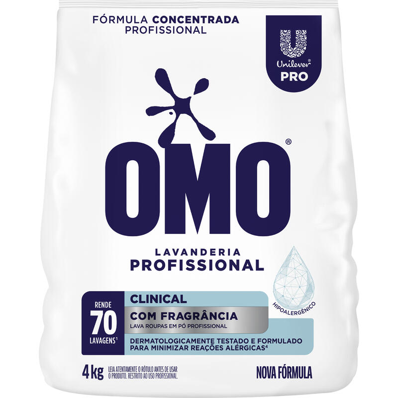Lava Roupas em Pó Lavanderia Profissional Omo Clinical 4kg