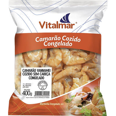 Camarão Cozido Vitalmar Cong Sem Cabeça 400g