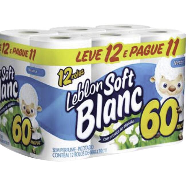 Papel Higiênico Leblon Soft Blanc FS 60m 12 rolos