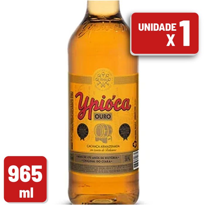 Cachaça Ypioca Conta Gotas Ouro Garrafa Vidro 965ml
