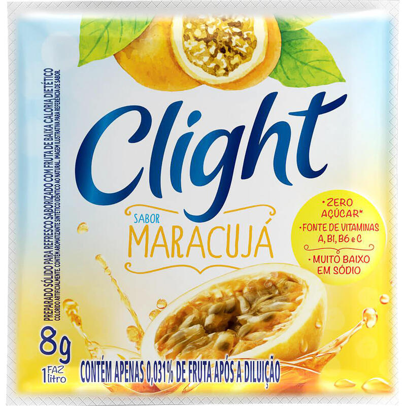Refresco em pó Clight Sem Açúcar Maracuja 8g