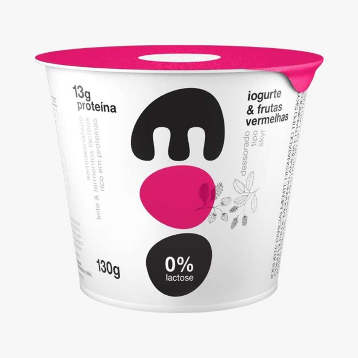 Iogurte Moo Frutas Vermelhas Desnatado 0% Lactose 130g