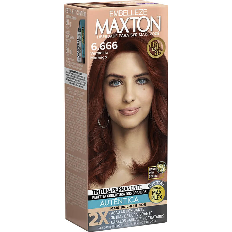 Tintura para Cabelo Maxton 6.666 Vermelho Morango 1 kit