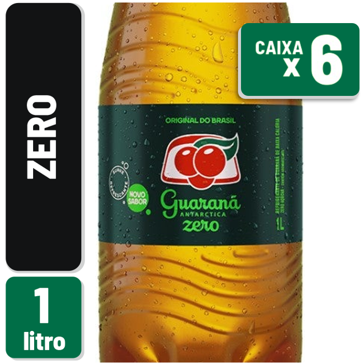 Refrigerante Guaraná Antarctica Zero Pet 1L Caixa c/ 6 Un