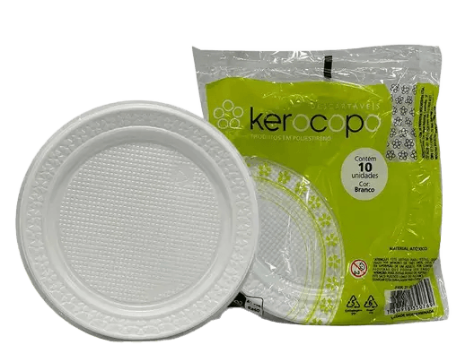 Prato Descartável Kerocopo Raso 21cm 1un
