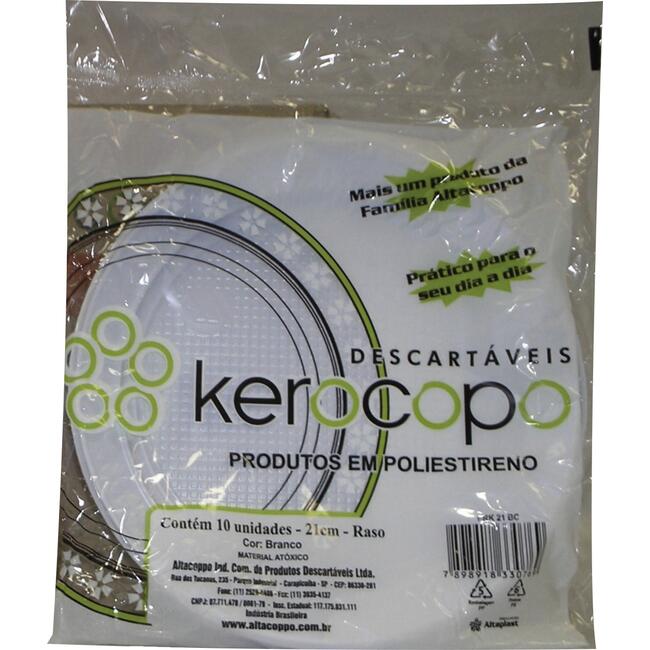 Prato Descartável Kerocopo Raso 21cm 1un