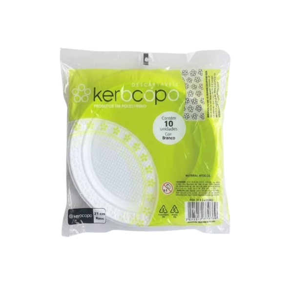 Prato Descartável Kerocopo Raso 21cm 1un