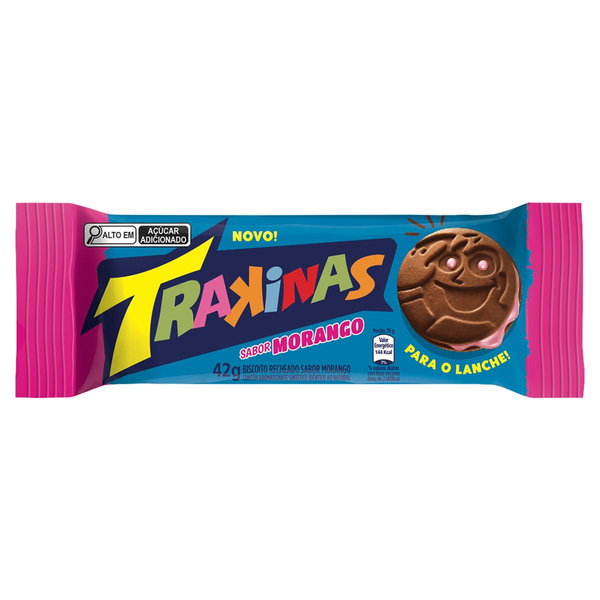 Biscoito Recheado Trakinas 42g - Morango