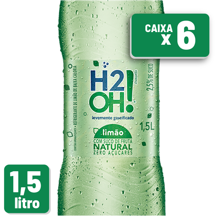 Refrigerante H2Oh Limão Pet 1,5L Caixa c/ 6 un