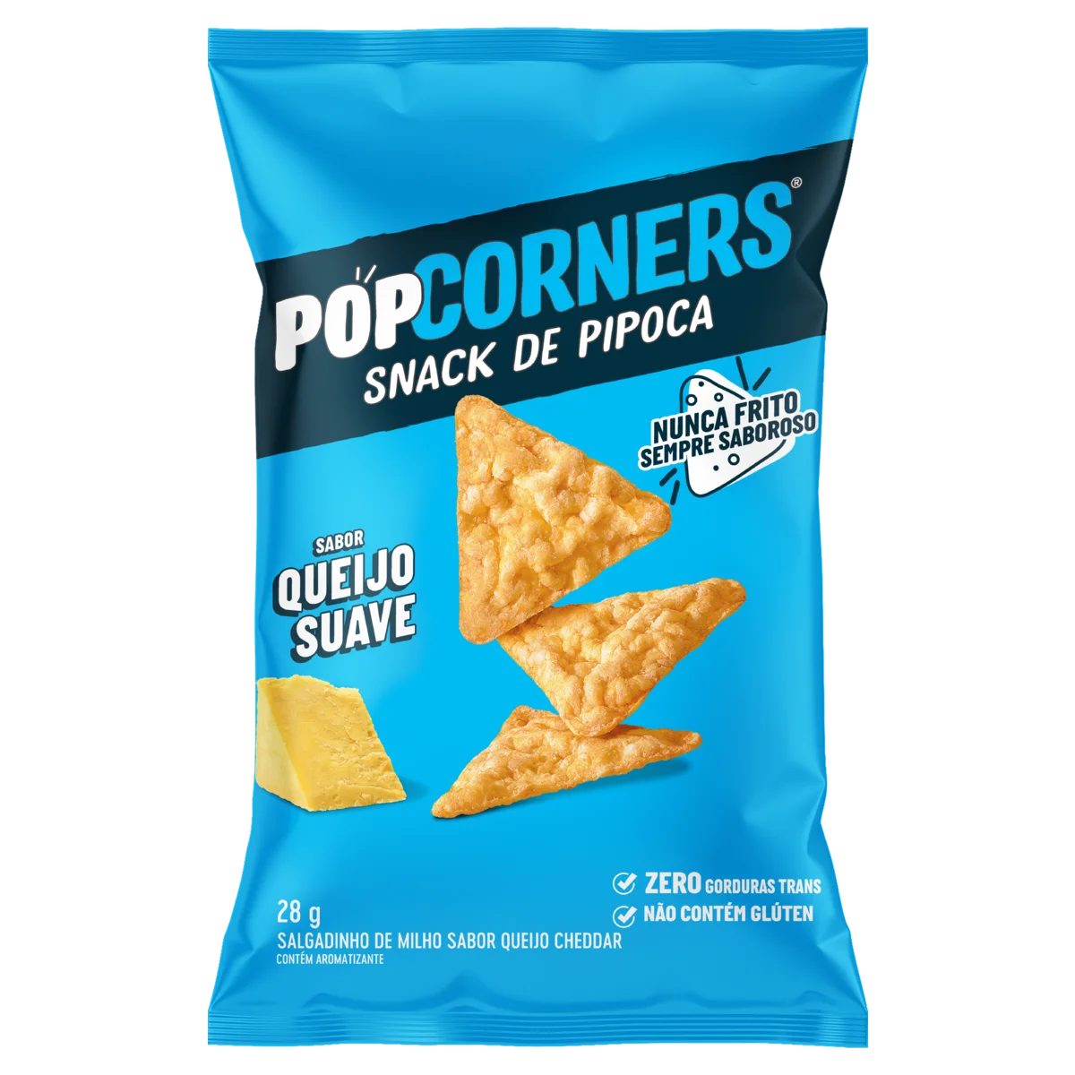 Snack de Pipoca Queijo Suave Popcorners Pacote 28g