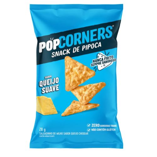 Snack de Pipoca Queijo Suave Popcorners Pacote 28g