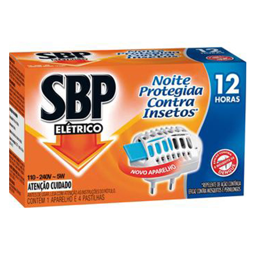 Repelente Elétrico Pastilha SBP 12 horas 1 Aparelho + 4 Pastilhas