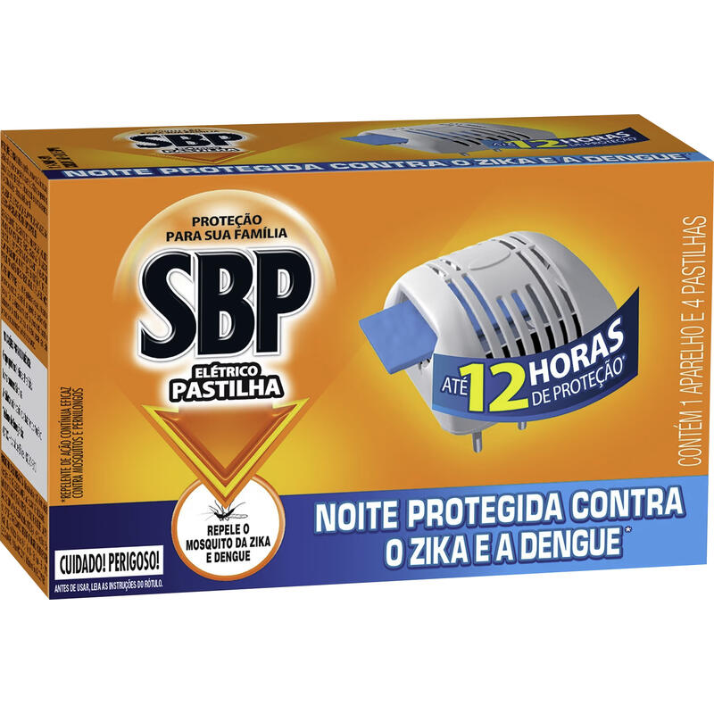 Repelente Elétrico Pastilha SBP 12 horas 1 Aparelho + 4 Pastilhas