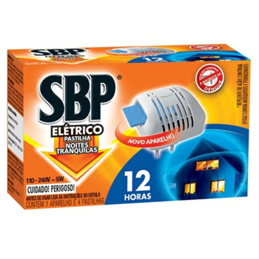 Repelente Elétrico Pastilha SBP 12 horas 1 Aparelho + 4 Pastilhas